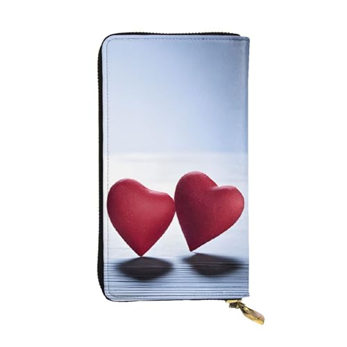 Anceky Stilvolle Lange Geldbörse für Damen mit roten Herzen, große Geldbörse aus PU-Leder mit Mehreren Kartenfächern, Handykartenhalter, Clutch-Etui, Organizer für Kredit-, Münz- und Geldscheine von Anceky