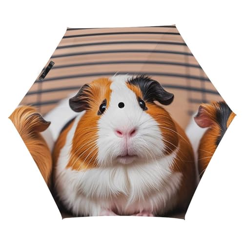 Anceky UV-Regenschirm – Kompakter 7,5-Zoll-Reiseschirm mit Meerschweinchen-Aufdruck. Leichter, automatischer, robuster, wasserdichter Taschenschirm für Damen, Herren und Jugendliche von Anceky
