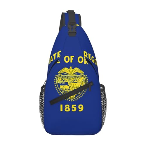 Anceky Umhängetasche mit Staatsflagge von Oregon, diagonal, für Herren und Damen, Umhängetasche, lässig, modisch, Reisetasche, Sling-Rucksack Anceky Umhängetasche mit Staatsflagge von Oregon, diagonal, für Herren und Damen, Umhängetasche, lässig, modisch, Reisetasche, Sling-Rucksack von Anceky