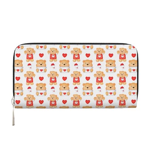 Anceky Valentinstag Bär Liebe Herz Brief PU Leder Brieftasche Für Frauen Männer Kreditkarte Brieftasche Lange Kupplung Geldbörse Runden Reißverschluss Brieftaschen von Anceky