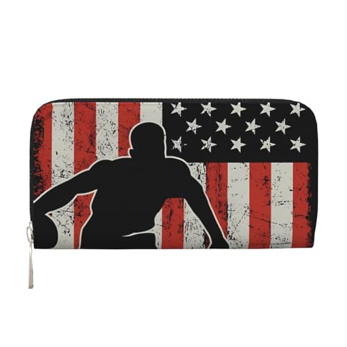 Anceky Vintage-Geldbörse mit USA-Flagge, Basketballspieler, PU-Leder, für Damen und Herren, Kreditkartenetui, Lange Clutch, Geldbörse mit Reißverschluss Anceky Vintage-Geldbörse mit USA-Flagge, Basketballspieler, PU-Leder, für Damen und Herren, Kreditkartenetui, Lange Clutch, Geldbörse mit Reißverschluss von Anceky
