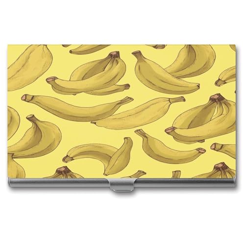 Anceky Visitenkartenetui, Schnallen-Stil, geschlossen, Metall, Visitenkartenhalter, Bananenmuster, Bedruckt, schmale Geldbörse, Namenskartenhalter für Visitenkarten, Herren und Damen von Anceky