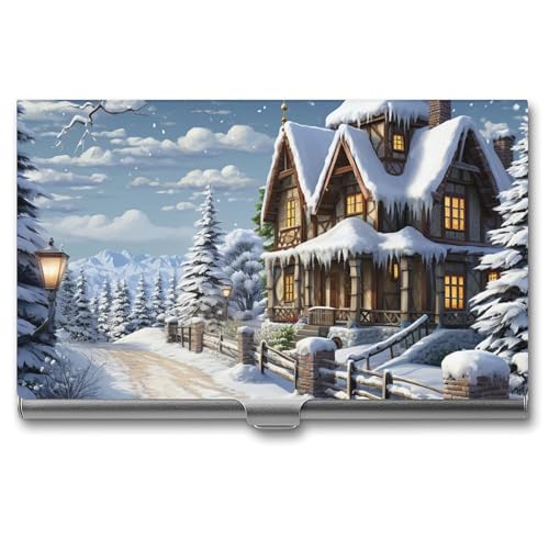 Anceky Visitenkartenetui mit Weihnachts-Winter-Frohe-Szene, schmal, mit Mehreren Geldbörsen, Kreditkarten- und Ausweishülle für Männer und Frauen von Anceky