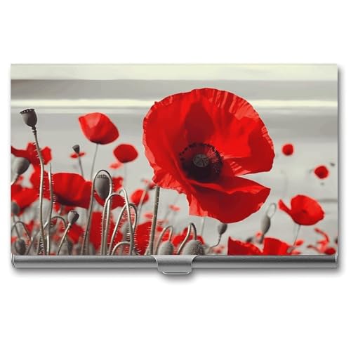 Anceky Visitenkartenetui mit rotem Mohnblumen-Motiv, schmal, mit Mehreren Geldbörsen, Kreditkarten-/Ausweishülle für Männer und Frauen von Anceky