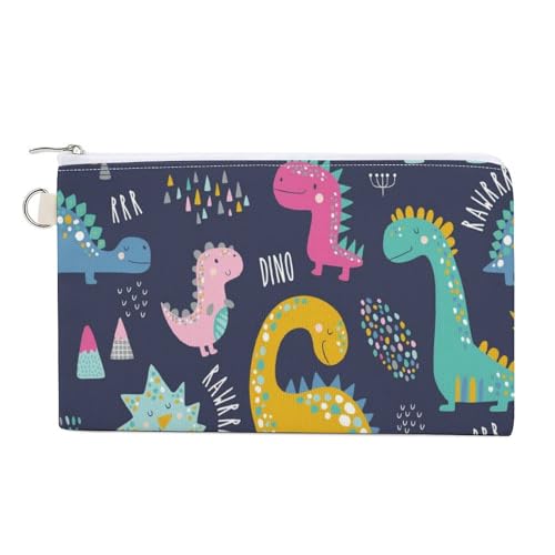 Anceky Weiche Clutch, Damenhandtasche aus Segeltuch mit Reißverschluss, Make-up-Tasche, Geldbörse für Kredit, Münzen und Scheine, Crash, 19,8 x 11,7 cm, mit Dinosaurier-Print, bunt, nahtlos von Anceky