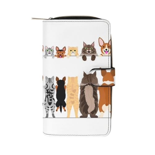 Anceky Weiche Geldbörse mit Reißverschluss und 12 Kartenfächern, Clutch, Kartenetui aus PU-Leder von Anceky