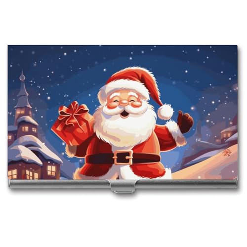 Anceky Weihnachts-Visitenkartenhalter mit Weihnachtsmann-Motiv, schmal, mit Mehreren Geldbörsen, Kreditkarten- und Ausweishülle für Männer und Frauen von Anceky