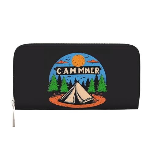 Anceky Wilderness Camping Geldbörsen PU Leder Geldbörse für Damen Herren Reißverschluss Kreditkarten Geldbörse Lange Clutch Geldbörse von Anceky