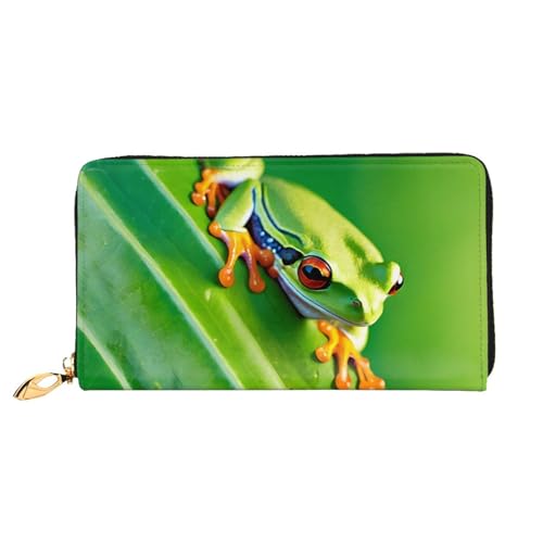 Animal Frog Green Leaf Lea Lange Ledergeldbörse, große Kapazität, weiches PU-Leder für Damen mit mehreren Kartenfächern, Handytasche und Münzbörse mit Reißverschluss, stilvolle Handykartenhalter-Clutc Animal Frog Green Leaf Lea Lange Ledergeldbörse, große Kapazität, weiches PU-Leder für Damen mit mehreren Kartenfächern, Handytasche und Münzbörse mit Reißverschluss, stilvolle Handykartenhalter-Clutc von Anceky