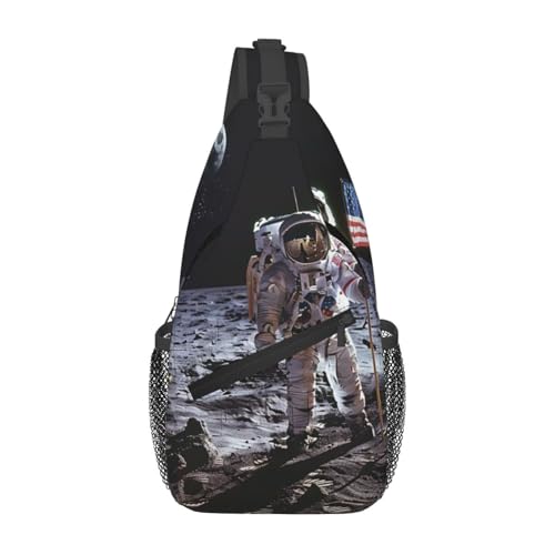 Astronaut The Moon Bedruckte Sling-Brusttasche für Männer und Frauen, lässiger Crossbody-Sling-Rucksack, Schultertasche für Schule, Wandern, Camping, Reisen, Schwarz, Einheitsgröße, Wanderrucksack Astronaut The Moon Bedruckte Sling-Brusttasche für Männer und Frauen, lässiger Crossbody-Sling-Rucksack, Schultertasche für Schule, Wandern, Camping, Reisen, Schwarz, Einheitsgröße, Wanderrucksack von Anceky
