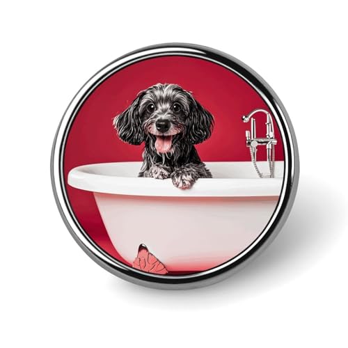 Badewannenhund-Anstecknadel, runde Anstecknadeln aus Metall, modisches Abzeichen für Hemden, Jacken, Hüte von Anceky