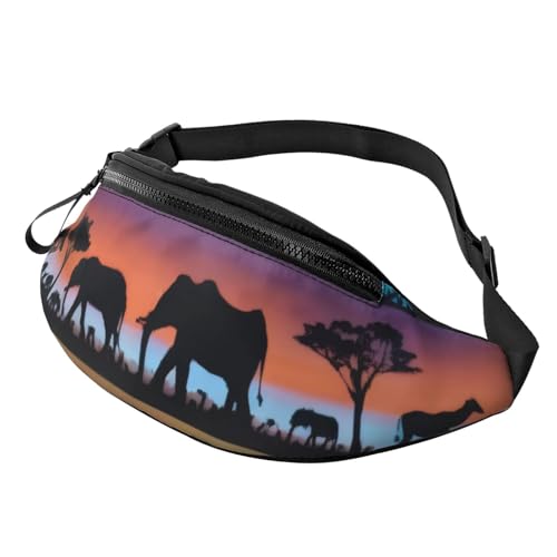 Bauchtasche mit 3D-Motiv, afrikanische Wildtiere, für Damen und Herren, leichte Bauchtasche mit Reißverschlusstaschen, verstellbarer Gürtel für Spaziergänge mit dem Hund, Laufen, Radfahren, Wandern, O Bauchtasche mit 3D-Motiv, afrikanische Wildtiere, für Damen und Herren, leichte Bauchtasche mit Reißverschlusstaschen, verstellbarer Gürtel für Spaziergänge mit dem Hund, Laufen, Radfahren, Wandern, O von Anceky
