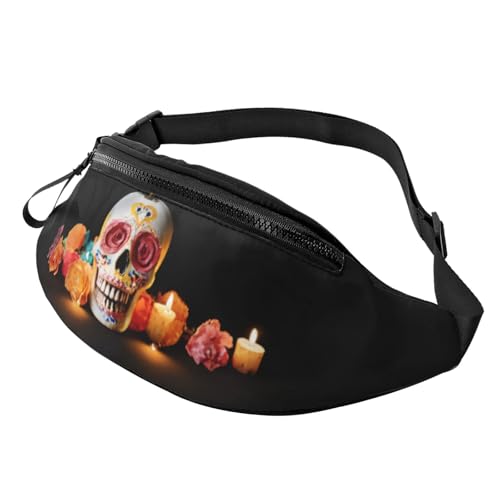 Bauchtasche mit 3D-Motiv, mexikanischer Totenkopf, für Damen und Herren, leichte Bauchtasche mit Reißverschlusstaschen, verstellbarer Gürtel für Spaziergänge mit dem Hund, Laufen, Radfahren, Wandern, Bauchtasche mit 3D-Motiv, mexikanischer Totenkopf, für Damen und Herren, leichte Bauchtasche mit Reißverschlusstaschen, verstellbarer Gürtel für Spaziergänge mit dem Hund, Laufen, Radfahren, Wandern, von Anceky