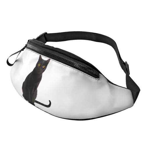 Bauchtasche mit 3D-Motiv, schwarze Katze, für Damen und Herren, leichte Bauchtasche mit Reißverschlusstaschen, verstellbarer Gürtel für Spaziergänge mit dem Hund, Laufen, Radfahren, Wandern, Outdoor-S Bauchtasche mit 3D-Motiv, schwarze Katze, für Damen und Herren, leichte Bauchtasche mit Reißverschlusstaschen, verstellbarer Gürtel für Spaziergänge mit dem Hund, Laufen, Radfahren, Wandern, Outdoor-S von Anceky