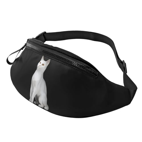 Bauchtasche mit 3D-Motiv, weiße Katze, für Damen und Herren, leichte Bauchtasche mit Reißverschlusstaschen, verstellbarer Gürtel für Spaziergänge mit dem Hund, Laufen, Radfahren, Wandern, Outdoor-Spor Bauchtasche mit 3D-Motiv, weiße Katze, für Damen und Herren, leichte Bauchtasche mit Reißverschlusstaschen, verstellbarer Gürtel für Spaziergänge mit dem Hund, Laufen, Radfahren, Wandern, Outdoor-Spor von Anceky