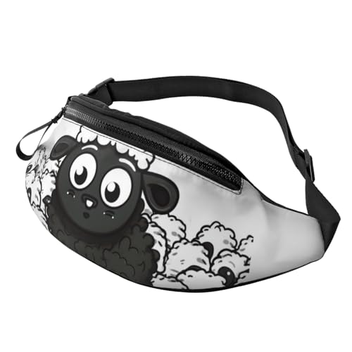 Bauchtasche mit Cartoon-Motiv, schwarz-weißes Schaf, für Männer und Frauen, leichte, verstellbare Gürteltasche, modische Hüfttasche für Reisen, Wandern und Laufen Bauchtasche mit Cartoon-Motiv, schwarz-weißes Schaf, für Männer und Frauen, leichte, verstellbare Gürteltasche, modische Hüfttasche für Reisen, Wandern und Laufen von Anceky