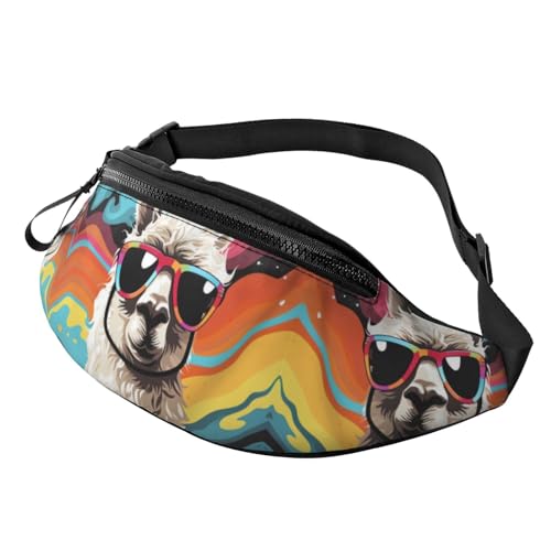 Bauchtasche mit Sonnenbrille und Alpaka-Motiv für Männer und Frauen, leichte, verstellbare Gürteltasche, modische Hüfttasche für Reisen, Wandern und Laufen Bauchtasche mit Sonnenbrille und Alpaka-Motiv für Männer und Frauen, leichte, verstellbare Gürteltasche, modische Hüfttasche für Reisen, Wandern und Laufen von Anceky