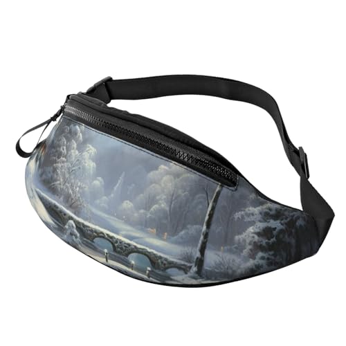 Bauchtasche mit Winter-Schneeszene für Männer und Frauen, leichte, verstellbare Gürteltasche, modische Hüfttasche für Reisen, Wandern und Laufen Bauchtasche mit Winter-Schneeszene für Männer und Frauen, leichte, verstellbare Gürteltasche, modische Hüfttasche für Reisen, Wandern und Laufen von Anceky