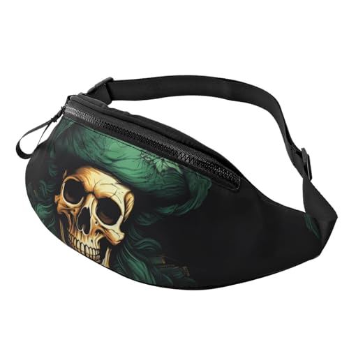 Bauchtasche mit grünem Hut und Totenkopfmotiv für Männer und Frauen, leichte, verstellbare Gürteltasche, modische Hüfttasche für Reisen, Wandern und Laufen Bauchtasche mit grünem Hut und Totenkopfmotiv für Männer und Frauen, leichte, verstellbare Gürteltasche, modische Hüfttasche für Reisen, Wandern und Laufen von Anceky