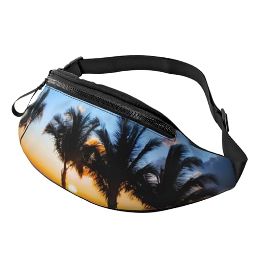 Bauchtaschen mit 3D-Palmenmotiv, Hüfttasche für Damen und Herren, leichte Gürteltasche mit Reißverschlusstaschen, verstellbarer Gürtel für Spaziergänge mit dem Hund, Laufen, Radfahren, Wandern, Outdoo Bauchtaschen mit 3D-Palmenmotiv, Hüfttasche für Damen und Herren, leichte Gürteltasche mit Reißverschlusstaschen, verstellbarer Gürtel für Spaziergänge mit dem Hund, Laufen, Radfahren, Wandern, Outdoo von Anceky