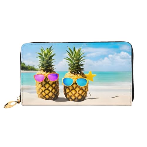 Beach Two Pines Sea Lange Ledergeldbörse, große Kapazität, weiches PU-Leder für Damen mit mehreren Kartenfächern, Handytasche und Münzbörse mit Reißverschluss, stilvolle Handykartenhalter-Clutch Beach Two Pines Sea Lange Ledergeldbörse, große Kapazität, weiches PU-Leder für Damen mit mehreren Kartenfächern, Handytasche und Münzbörse mit Reißverschluss, stilvolle Handykartenhalter-Clutch von Anceky