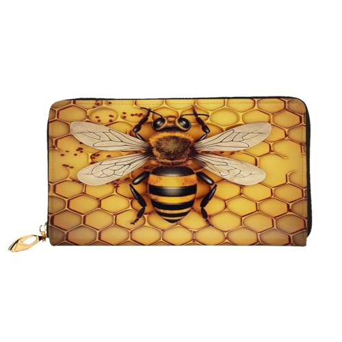 Bee Honeybee Lange Ledergeldbörse, Großes Fassungsvermögen, Weiches PU-Leder Für Damen Mit Mehreren Kartenfächern, Handytasche Und Münzbörse Mit Reißverschluss, Stilvolle Handykartenhalter-Clutch von Anceky