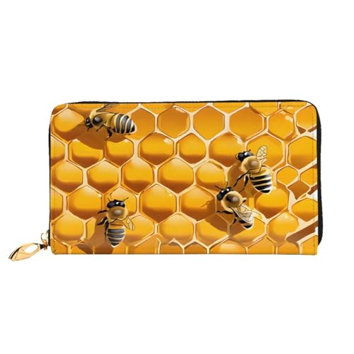 Bee On Comb Lange Lederbrieftasche, Großes Fassungsvermögen, Weiches PU-Leder Für Damen Mit Mehreren Kartenfächern, Handytasche Und Münzbörse Mit Reißverschluss, Stilvolle Handykartenhalter-Clutch Bee On Comb Lange Lederbrieftasche, Großes Fassungsvermögen, Weiches PU-Leder Für Damen Mit Mehreren Kartenfächern, Handytasche Und Münzbörse Mit Reißverschluss, Stilvolle Handykartenhalter-Clutch von Anceky