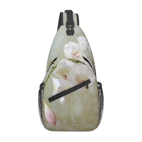 Bell Orchid Bedruckte Sling-Brusttasche für Männer und Frauen, lässiger Crossbody-Sling-Rucksack, Schultertasche für Schule, Wandern, Camping, Reisen, Schwarz, Einheitsgröße, Wanderrucksack Bell Orchid Bedruckte Sling-Brusttasche für Männer und Frauen, lässiger Crossbody-Sling-Rucksack, Schultertasche für Schule, Wandern, Camping, Reisen, Schwarz, Einheitsgröße, Wanderrucksack von Anceky