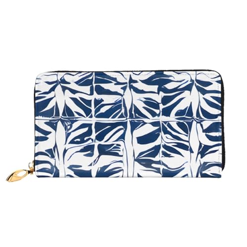 Blaue lange Lederbrieftasche mit polynesischem Maori-Stamm, große Geldbörse aus weichem PU-Leder für Damen mit mehreren Kartenfächern, Handytasche und Münzbörse mit Reißverschluss, stilvolle Clutch mi Blaue lange Lederbrieftasche mit polynesischem Maori-Stamm, große Geldbörse aus weichem PU-Leder für Damen mit mehreren Kartenfächern, Handytasche und Münzbörse mit Reißverschluss, stilvolle Clutch mi von Anceky