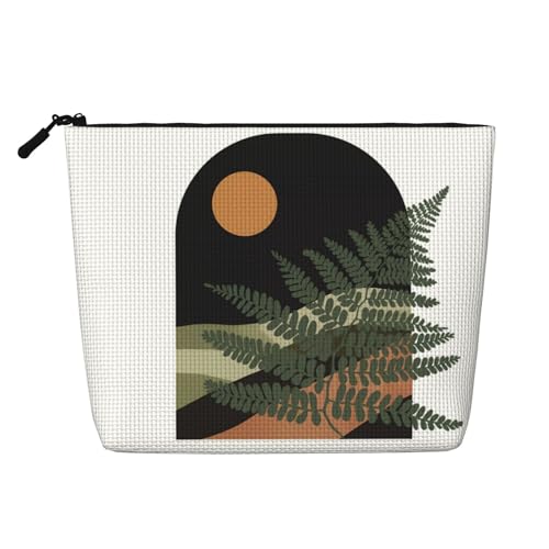 Boho Sonne Regenbogen Botanisches Blatt Berg Natur Kosmetiktasche Modische Make-up-Tasche für Frauen Weihnachtsgeburtstagsgeschenke Toilettenartikel Zubehör von Anceky