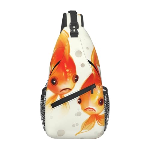 Brusttasche mit süßem Fisch-Aufdruck für Männer und Frauen, lässiger Crossbody-Sling-Rucksack, Schultertasche für Schule, Wandern, Camping, Reisen, Schwarz, Einheitsgröße, Wanderrucksack Brusttasche mit süßem Fisch-Aufdruck für Männer und Frauen, lässiger Crossbody-Sling-Rucksack, Schultertasche für Schule, Wandern, Camping, Reisen, Schwarz, Einheitsgröße, Wanderrucksack von Anceky
