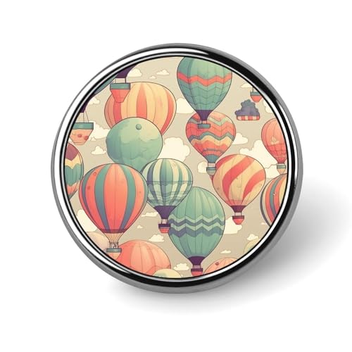Bunte Heißluftballon-Anstecknadel, runde Anstecknadeln aus Metall, modisches Abzeichen für Hemden, Jacken, Hüte von Anceky