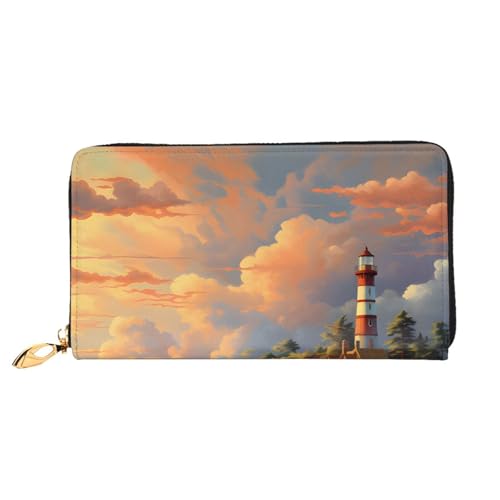 Coast Wave And House Lange Lederbrieftasche, Großes Fassungsvermögen, Weiches PU-Leder Für Damen Mit Mehreren Kartenfächern, Handytasche Und Münzbörse Mit Reißverschluss, Stilvolle Clutch Mit Handykar von Anceky