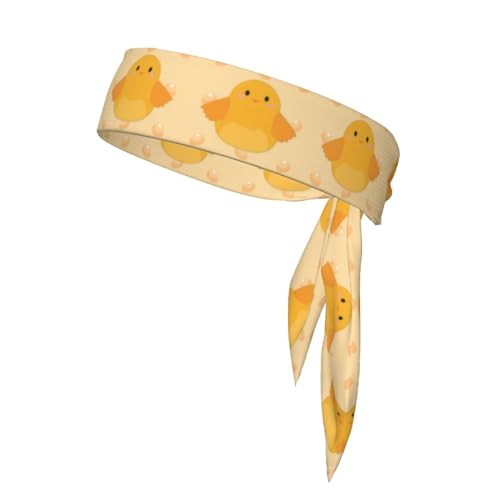 Damen-Sport-Stirnband, Schweißband, rutschfest, verstellbar, Cartoon-Küken-Kopfband für Training, Laufen, Yoga und Fitness von Anceky