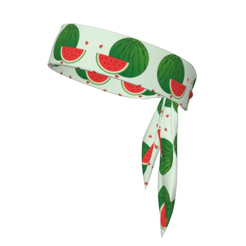 Damen-Sport-Stirnband, Schweißband, rutschfest, verstellbar, Cartoon-Wassermelonen-Kopfband für Training, Laufen, Yoga und Fitness von Anceky
