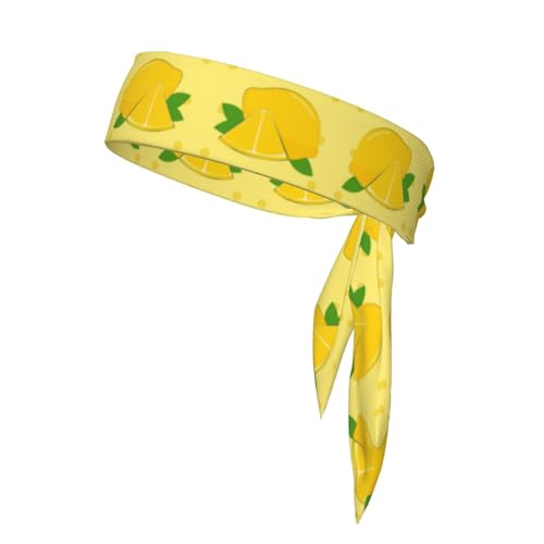 Damen-Sport-Stirnband, Schweißband, rutschfest, verstellbar, Cartoon-Zitronenkopf-Krawatte für Training, Laufen, Yoga und Fitness von Anceky