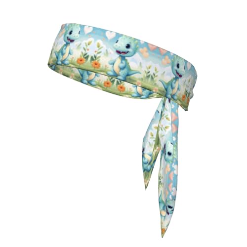 Damen-Sport-Stirnband, Schweißband, rutschfest, verstellbar, Dinosaurier-Kopfband für Training, Laufen, Yoga und Fitness von Anceky