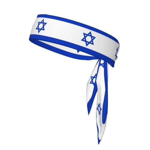 Damen-Sport-Stirnband, Schweißband, rutschfest, verstellbar, Kopfband mit israelischer Flagge für Training, Laufen, Yoga und Fitness von Anceky