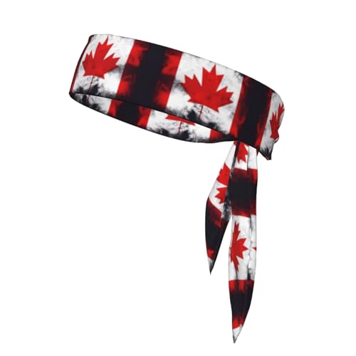 Damen-Sport-Stirnband, Schweißband, rutschfest, verstellbar, Kopfband mit kanadischer Flagge für Training, Laufen, Yoga und Fitness von Anceky