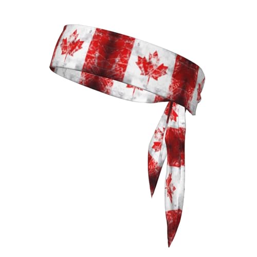 Damen-Sport-Stirnband, Schweißband, rutschfest, verstellbar, Retro-Kanada-Flagge, Kopfband für Training, Laufen, Yoga und Fitness von Anceky