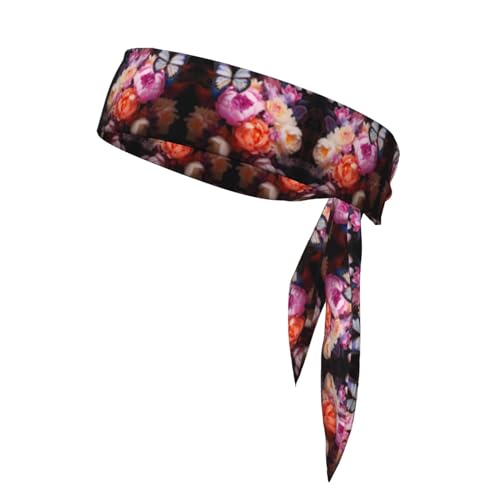 Damen-Sport-Stirnband, Schweißband, rutschfest, verstellbar, Schmetterlinge und frisches Busch-Kopfband für Training, Laufen, Yoga und Fitness von Anceky