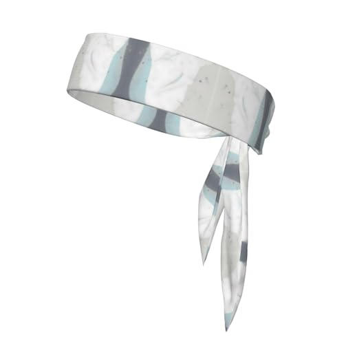 Damen-Sport-Stirnband, Schweißband, rutschfest, verstellbar, blau-weißes Kunst-Kopfband für Training, Laufen, Yoga und Fitness von Anceky