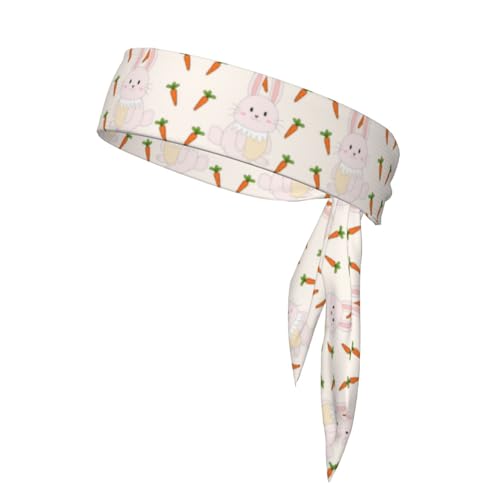 Damen-Sport-Stirnband, Schweißband, rutschfest, verstellbar, lächelndes Kaninchen-Kopfband für Training, Laufen, Yoga und Fitness von Anceky