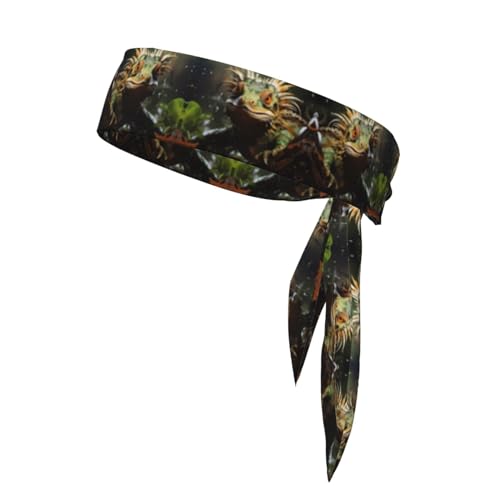 Damen-Sport-Stirnband, Schweißband, rutschfest, verstellbar, mit Stachelechsen-Motiv, für Training, Laufen, Yoga und Fitness von Anceky