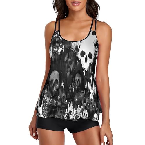 Damen-Tankini-Badeanzug, Bauchkontrolle, fließend, tropisch, für Sommer und Strand, sportliches Tanktop, Bademode mit Boyshorts, Art Damen-Tankini-Badeanzug, Bauchkontrolle, fließend, tropisch, für Sommer und Strand, sportliches Tanktop, Bademode mit Boyshorts, Art von Anceky