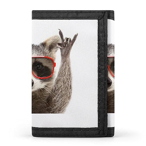 Dreifach gefaltete Geldbörse mit lustigen Waschbären und Sonnenbrille, stilvolle Geldbörse mit Schlüsselanhänger, Kreditkartenetui, Kartenhalter für Rechnungen, Quittungen, Damen und Herren, 12,7 x 8, Dreifach gefaltete Geldbörse mit lustigen Waschbären und Sonnenbrille, stilvolle Geldbörse mit Schlüsselanhänger, Kreditkartenetui, Kartenhalter für Rechnungen, Quittungen, Damen und Herren, 12,7 x 8, von Anceky