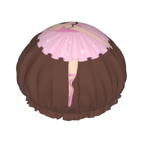 Duschhaube für Damen mit kleinem Ballerina-Tanzmädchen-Aufdruck, exquisiter Leichtgewichtler, weicher, doppelt wasserdichter Badehut Duschhaube für Damen mit kleinem Ballerina-Tanzmädchen-Aufdruck, exquisiter Leichtgewichtler, weicher, doppelt wasserdichter Badehut von Anceky