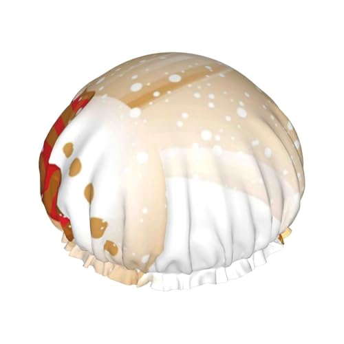 Duschhauben mit Weihnachts-Schneemann-Geschenk für Frauen, wiederverwendbar, wasserdicht, weich, doppelte Schutzschichten von Anceky