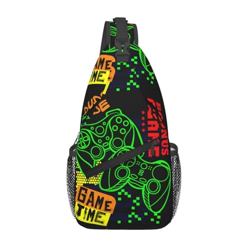 Game Joystick Game Times Game All Night Cross-Brusttasche Diagonal Wandern Crossbody Bag Reise Schulter Tagesrucksack Leichter Sling-Rucksack Fahrrad-Tagesrucksäcke Fitness-Brustrucksäcke von Anceky