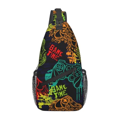 Game Joysticks Game Time Cross-Brusttasche Diagonal Wandern Crossbody Bag Reise Schulter Tagesrucksack Leichter Sling-Rucksack Fahrrad-Tagesrucksäcke Fitness-Brustrucksäcke von Anceky